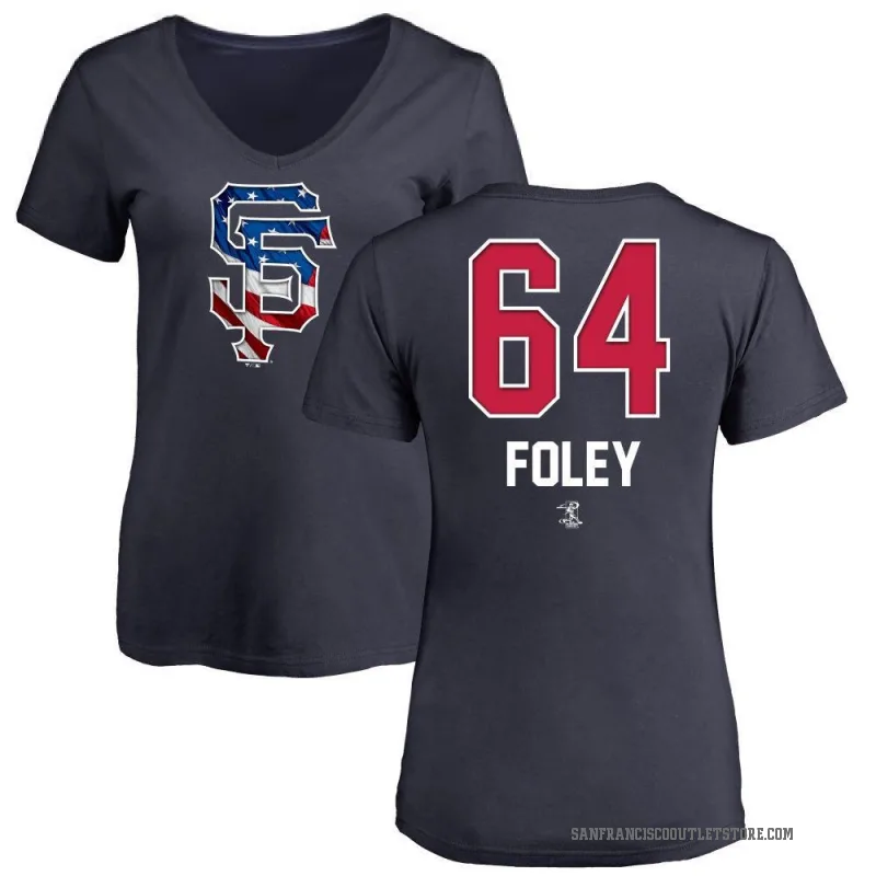 Jason Foley Women's Navy San Francisco Giants Name and Number Banner Wave V-Neck T-Shirt -