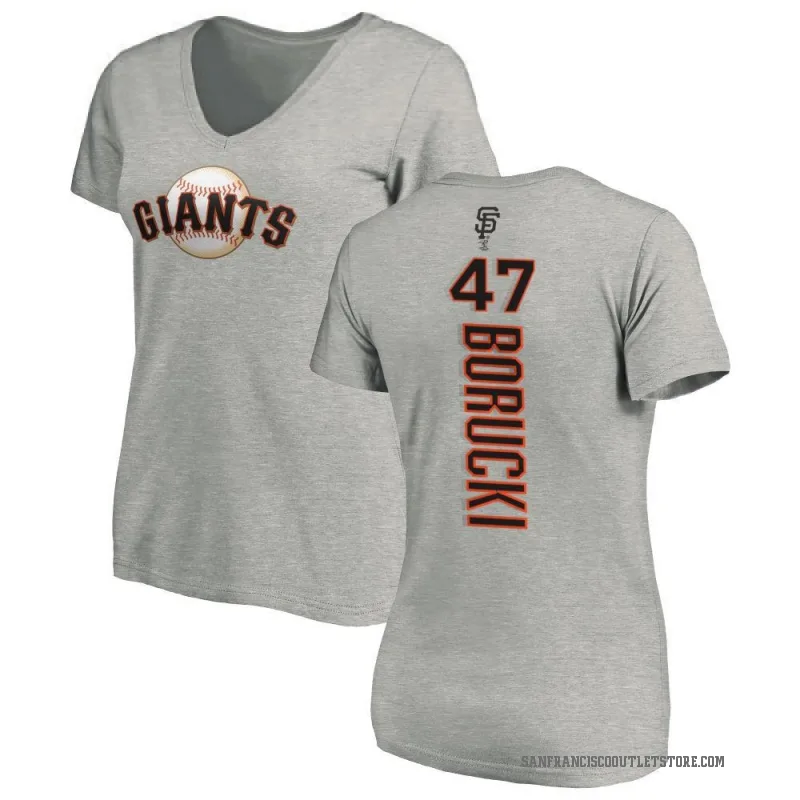 Ryan Borucki Women's Ash San Francisco Giants Backer Slim Fit T-Shirt -