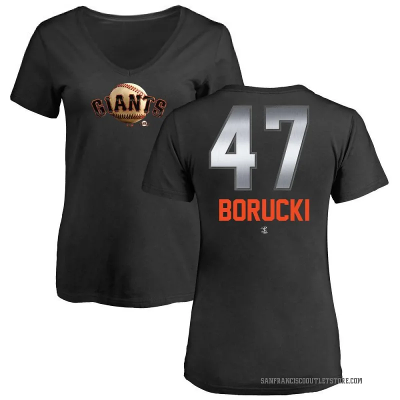 Ryan Borucki Women's Black San Francisco Giants Midnight Mascot V-Neck T-Shirt -