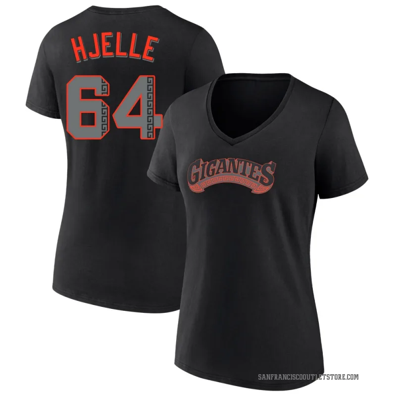 Sean Hjelle Women's Black San Francisco Giants Alternate V-Neck T-Shirt