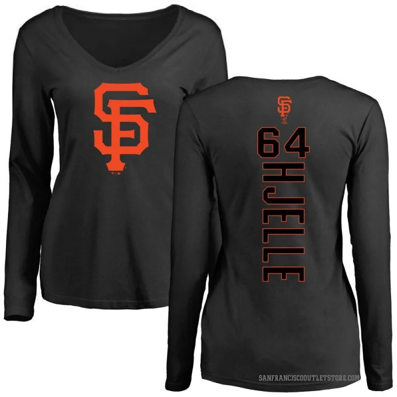 Sean Hjelle Women's Black San Francisco Giants Backer Slim Fit Long Sleeve T-Shirt -