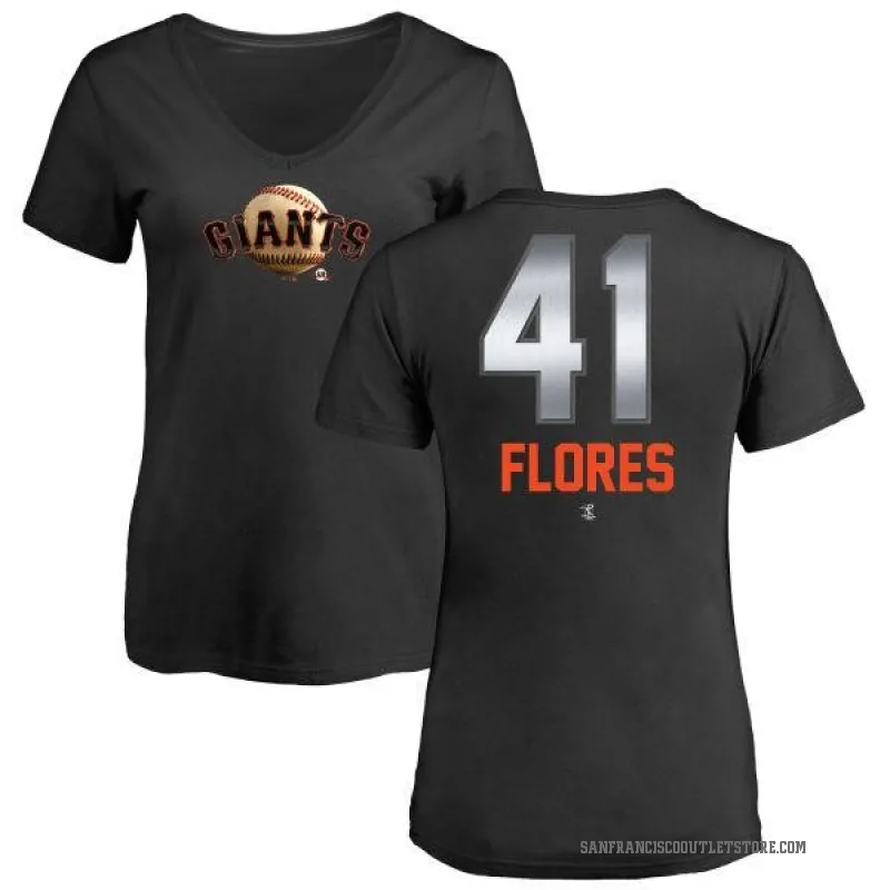 Wilmer Flores Women's Black San Francisco Giants Midnight Mascot V-Neck T-Shirt -